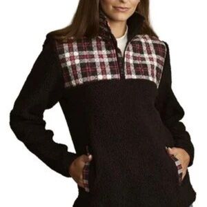 VERA BRADLEY Plaid Accent Black Soft Fleece Pullover